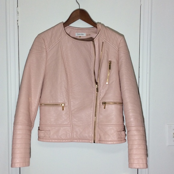 calvin klein pink leather jacket